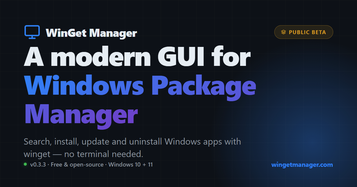 WinGet Manager — A modern GUI for Windows Package Manager